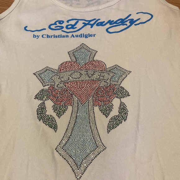Ed Hardy tank top *STAINED* - Picture 2 of 8